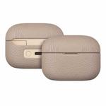 For  Sony LinkBuds S Litchi Print Genuine Leather Bluetooth Headset Protective Case(Khaki)