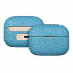 For  Sony LinkBuds S Litchi Print Genuine Leather Bluetooth Headset Protective Case(Blue)
