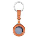 For Airtag Genuine Leather Shockproof Anti-scratch Protective Case Cover with Keychain(Orange)