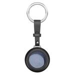 For Airtag Genuine Leather Shockproof Anti-scratch Protective Case Cover with Keychain(Black)