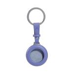 For Airtag Genuine Leather Shockproof Anti-scratch Protective Case Cover with Keychain(Light Purple)