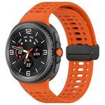 For Samsung Galaxy Watch8 40 / 44mm Magnetic Black Buckle Breathable Stitched Silicone Watch Band(Orange)