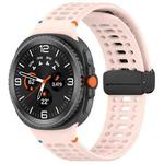 For Samsung Galaxy Watch8 40 / 44mm Magnetic Black Buckle Breathable Stitched Silicone Watch Band(Pink)