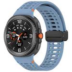 For Samsung Galaxy Watch8 40 / 44mm Magnetic Black Buckle Breathable Stitched Silicone Watch Band(Blue)