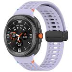 For Samsung Galaxy Watch8 40 / 44mm Magnetic Black Buckle Breathable Stitched Silicone Watch Band(Purple)