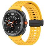 For Samsung Galaxy Watch8 40 / 44mm Magnetic Black Buckle Breathable Stitched Silicone Watch Band(Yellow)