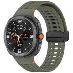 For Samsung Galaxy Watch8 40 / 44mm Magnetic Black Buckle Breathable Stitched Silicone Watch Band(Green)