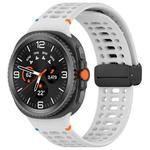 For Samsung Galaxy Watch8 40 / 44mm Magnetic Black Buckle Breathable Stitched Silicone Watch Band(Light Gray)