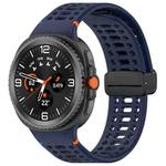 For Samsung Galaxy Watch8 40 / 44mm Magnetic Black Buckle Breathable Stitched Silicone Watch Band(Dark Blue)