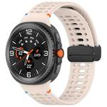 For Samsung Galaxy Watch8 40 / 44mm Magnetic Black Buckle Breathable Stitched Silicone Watch Band(Starlight)