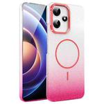 For Xiaomi Poco X7 Pro Gold Diamond Glitter Gradient MagSafe Shockproof Phone Case(Red)