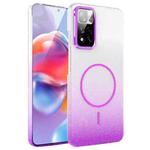 For Xiaomi Redmi Note 11 Pro 4G / 5G Gold Diamond Glitter Gradient MagSafe Shockproof Phone Case(Purple)