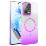 For Xiaomi Redmi Note 12 Pro 5G Gold Diamond Glitter Gradient MagSafe Shockproof Phone Case(Purple)