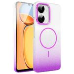 For Xiaomi Redmi 13C 4G / 5G Gold Diamond Glitter Gradient MagSafe Shockproof Phone Case(Purple)