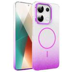 For Xiaomi Redmi Note 13 4G Gold Diamond Glitter Gradient MagSafe Shockproof Phone Case(Purple)
