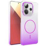For Redmi Note 14 4G Global 163.25mm Gold Diamond Glitter Gradient MagSafe Shockproof Phone Case(Purple)