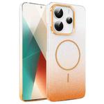 For Xiaomi Redmi Note 14 5G Gold Diamond Glitter Gradient MagSafe Shockproof Phone Case(Gold)