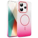 For Xiaomi Redmi Note 14 5G Gold Diamond Glitter Gradient MagSafe Shockproof Phone Case(Red)