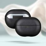 For Huawei FreeBuds Pro 4 Grained Genuine Leather Bluetooth Headset Protective Case(Black)