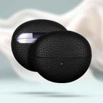 For Huawei FreeClip Litchi Print Genuine Leather Bluetooth Headset Protective Case(Black)
