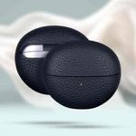 For Huawei FreeClip Litchi Print Genuine Leather Bluetooth Headset Protective Case(Dark Blue)