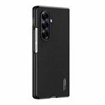 For Samsung Galaxy Z Fold7 5G Tree Bark Leather Shockproof Phone Case(黑色)