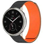 For Amazfit Active 2 / Active 2 Square Cloud Wood Grain Silicone Soft Magnetic Watch Band(Black Orange)
