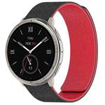 For Amazfit Active 2 / Active 2 Square Cloud Wood Grain Silicone Soft Magnetic Watch Band(Black Red)