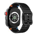 For Huawei Watch Fit 4 Pro / Fit 4 / Fit 3 Wave Texture Stitched Color Buckle Silicone Watch Band(Black)