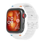For Huawei Watch Fit 4 Pro / Fit 4 / Fit 3 Wave Texture Stitched Color Buckle Silicone Watch Band(White)