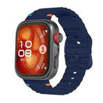For Huawei Watch Fit 4 Pro / Fit 4 / Fit 3 Wave Texture Stitched Color Buckle Silicone Watch Band(Midnight Blue)