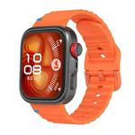 For Huawei Watch Fit 4 Pro / Fit 4 / Fit 3 Wave Texture Stitched Color Buckle Silicone Watch Band(Orange)