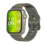 For Huawei Watch Fit 4 Pro / Fit 4 / Fit 3 Wave Texture Stitched Color Buckle Silicone Watch Band(Army Green)