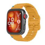 For Huawei Watch Fit 4 Pro / Fit 4 / Fit 3 Wave Texture Stitched Color Buckle Silicone Watch Band(Yellow)