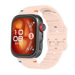 For Huawei Watch Fit 4 Pro / Fit 4 / Fit 3 Wave Texture Stitched Color Buckle Silicone Watch Band(Pink)