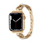For Apple Watch 46mm / 49mm / 45mm / 44mm Copper Chain Diamonds Metal Watch Band(Gold)