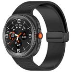 For Samsung Galaxy Watch8 / Watch8 Classic Small Plaid Texture Magnetic Buckle Silicone Watch Band(Black)