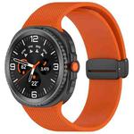 For Samsung Galaxy Watch8 / Watch8 Classic Small Plaid Texture Magnetic Buckle Silicone Watch Band(Orange)