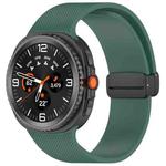For Samsung Galaxy Watch8 / Watch8 Classic Small Plaid Texture Magnetic Buckle Silicone Watch Band(Dark Green)