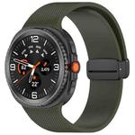 For Samsung Galaxy Watch8 / Watch8 Classic Small Plaid Texture Magnetic Buckle Silicone Watch Band(Army Green)