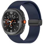 For Samsung Galaxy Watch8 / Watch8 Classic Small Plaid Texture Magnetic Buckle Silicone Watch Band(Midnight Blue)