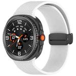 For Samsung Galaxy Watch8 / Watch8 Classic Small Plaid Texture Magnetic Buckle Silicone Watch Band(White)