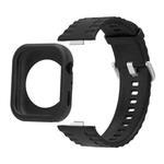 For Huawei Watch Fit 4 Silicone Watch Cover Integrated Wave Texture Silicone Watch Band(Black)