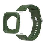 For Huawei Watch Fit 4 Silicone Watch Cover Integrated Wave Texture Silicone Watch Band(Army Green)