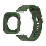 For Huawei Watch Fit 4 Pro Silicone Watch Cover Integrated Wave Texture Silicone Watch Band(Army Green)