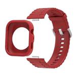 For Huawei Watch Fit 4 Pro Silicone Watch Cover Integrated Wave Texture Silicone Watch Band(Red)