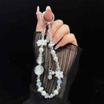White Hulu Tassel Crystal Phone Chain