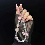 Pink Hulu Tassel Crystal Phone Chain