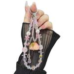 Pink Rose Real Flower Double-Layer Mobile PhoneChain
