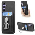 For Samsung Galaxy A26 5G Retro Folding Ring Holder Card Bag MagSafe Phone Case(Black)